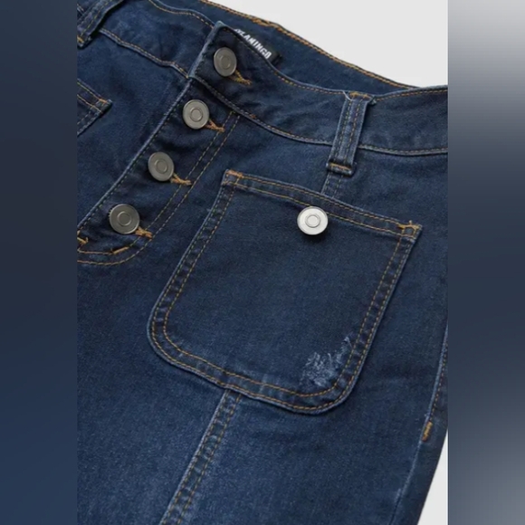 Button Up High Rise Flare Jeans - Picture 4 of 5